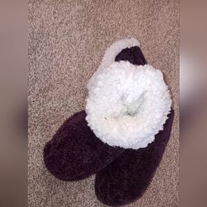 Plush Purple and White Slippers